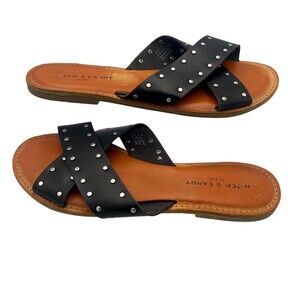 Rock & Candy By Zigi Bradi Women's 10 Slide Black Studded Casual Slip On Sandal